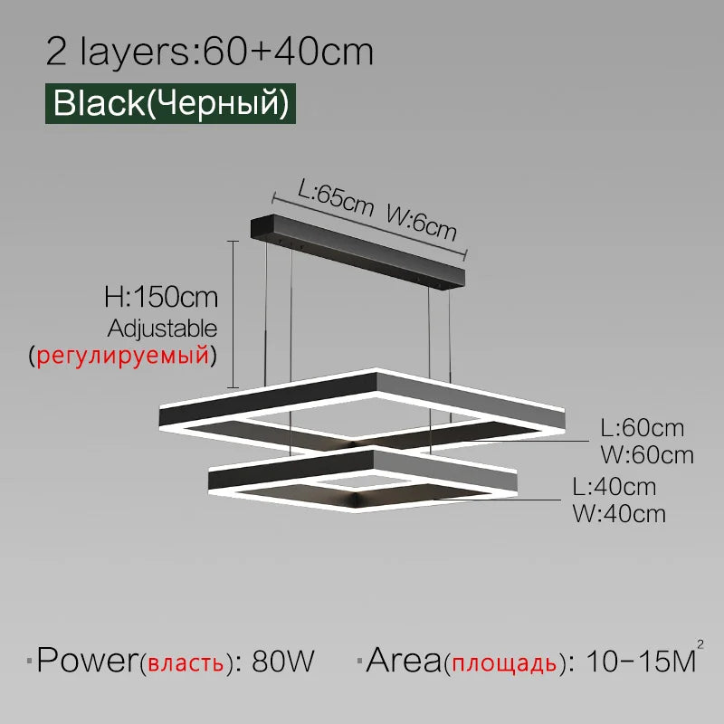 Living room lamp dining bedroom chandelier Nordic modern minimalist 2022 new light luxury square chandelier LED lamp suspendu