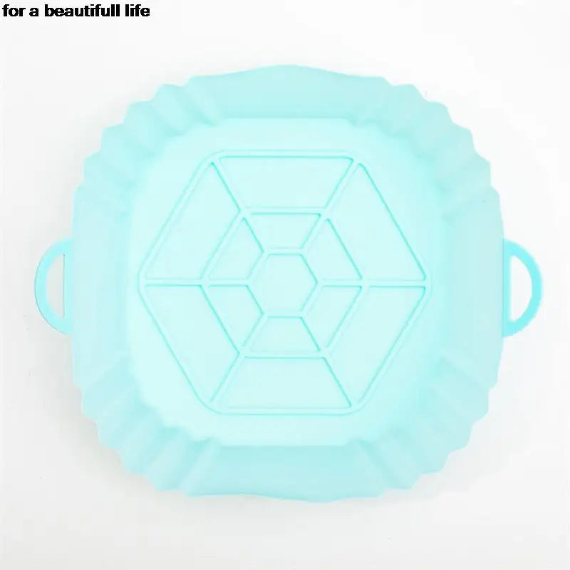 1PC Reusable Silicone Air Fryer Basket Oven Mold Baking Tray Pizza Fried Chicken Basket Round Square Pan Liner Accessories