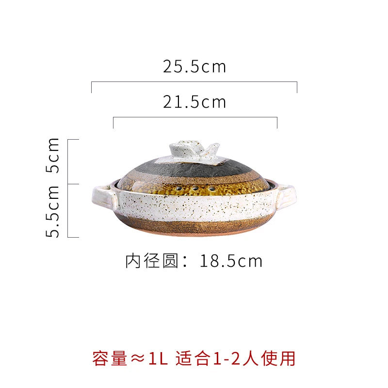 Japanese casserole soup stew pot ceramic high temperature resistant rice noodle stewpan gas cooker household saucepan 0.6-2.5L