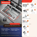 Silver Nano 304 Stainless Steel Digital Display Waterfall Sink Multifunctional Vegetable Washing Pool Integrated faucet