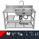 Household Vegetable Washing Basin with Bracket Commercial Stainless Steel Kitchen Sinks Kitchen Workbench Washing Single Sink