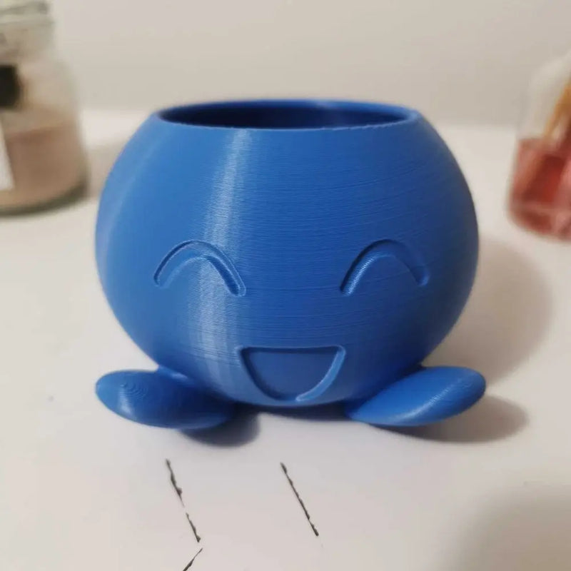 Cute Plastic Plant Pot Blue Cartoon Smiling Succulent Flowerpot Bonsai Potted Flowerpot Home Decoration