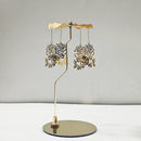 Stainless Steel Gold Round Disc Candlestick Christmas Gift Aromatherapy Running Horse Light Romantic Rotating Candle Holder