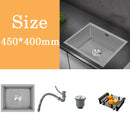 Small Gray Kitchen Sink Above Counter or Undermount 304 Stainless Steel Single Bowl Washing Basin Drain Accessories for Kitchen