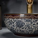 European Retro Bathroom Sinks Ceramic Home Bathroom Washbasins Countertop Basin Small Size Washing Sink Round Single Wash Basin