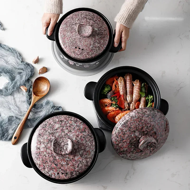 Terracotta Casserole Korean Flower Clay Pot Ceramic Soup Pots Saucepan Stewpan Cooking Pan Home Kitchen Supplies Cookware