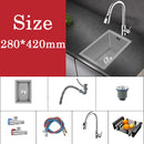 Small Gray Kitchen Sink Above Counter or Undermount 304 Stainless Steel Single Bowl Washing Basin Drain Accessories for Kitchen