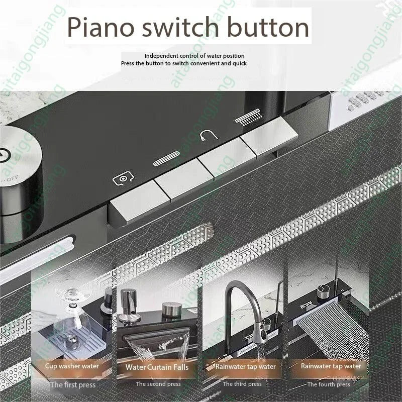 Newest 5MM thickness Home European Standard Built-In Black Nano Undermount Stainless Steel kitchen sink