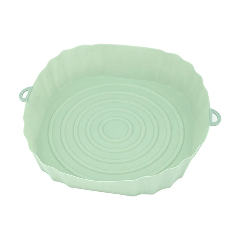 1PC Reusable Silicone Air Fryer Basket Oven Mold Baking Tray Pizza Fried Chicken Basket Round Square Pan Liner Accessories