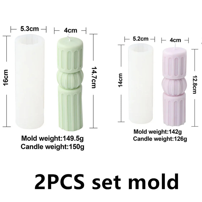 Upgraded Knot Cylindrical Candle Silicone Mold Bow Knot Stripe Cylindrical Candle Mold Vase Shape Candle Acrylic Plastic mold