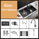 304 Stainless Steel Nano Black Kitchen Sink Vegetable Wash Basin For Home Fixture With  Faucet Drain Accessories Topmount