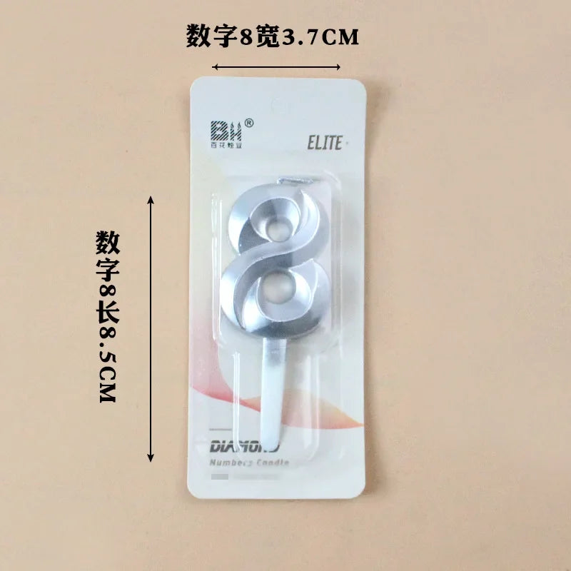 1Pc New 0-9 Number Birthday Candles Extended Big 3D Design Cake Candle Topper Decoration For Birthday Anniversary Celebration