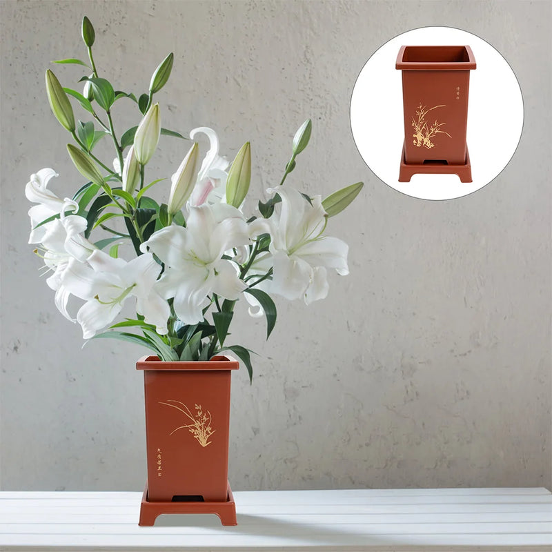 2 Sets Orchid Pot Large Flower Pots Decor Plant Planter Small Indoor Plants Nursery for Resin Spring Outdoor Potted