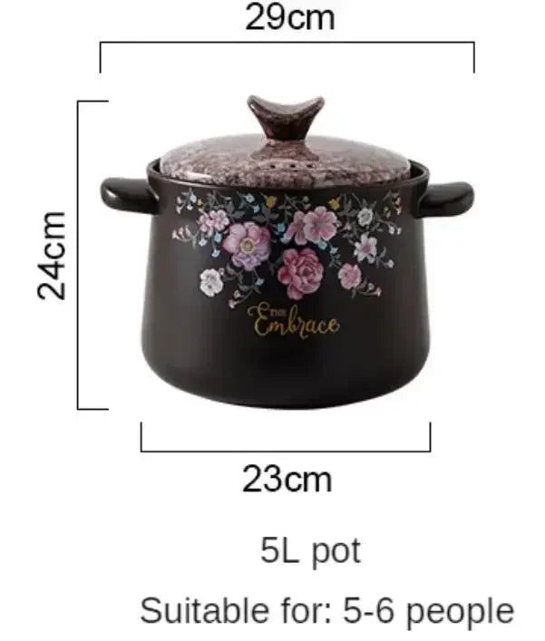 Terracotta Casserole Korean Flower Clay Pot Ceramic Soup Pots Saucepan Stewpan Cooking Pan Home Kitchen Supplies Cookware