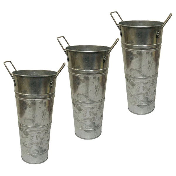 3Pcs Flower Pot Vase Flower Bucket Metal Floral Buckets Jug French Milk Galvanized Holder Country Rustic Planter Flowers Florist