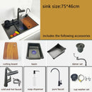 Kitchen Sink honeycomb anti-scratch nano technology left drain Above Mount Washing Basin Stainless Steel sinks waterfall faucet