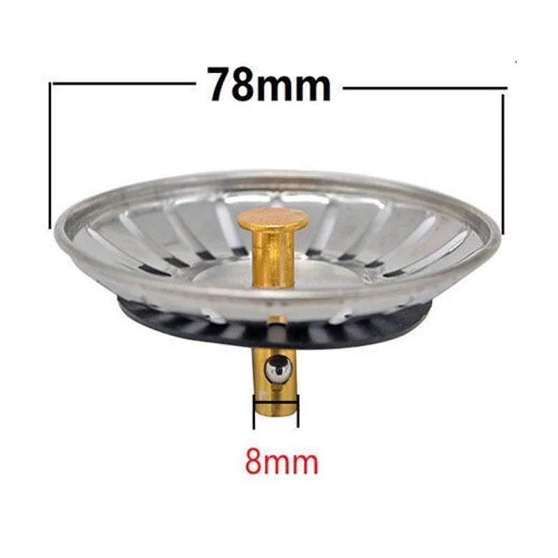 Kitchen Sink Strainer Plug Stainless Steel Thicken for Kitchen Sink, Hole Diameter 78mm Dish Drainers  Mesh Sink Strainer
