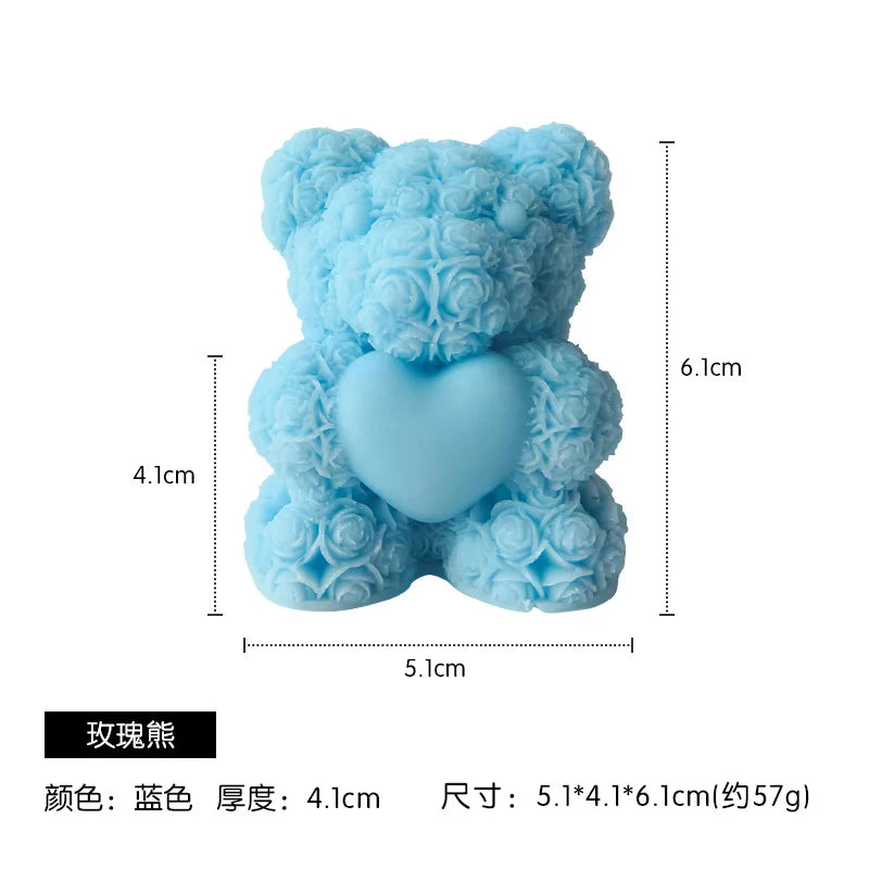 1PC 3D Rose Bear Aromatherapy Candles for Home Decoration Lovely Scented Candles Photography Props Festival Home Decor Ornaments