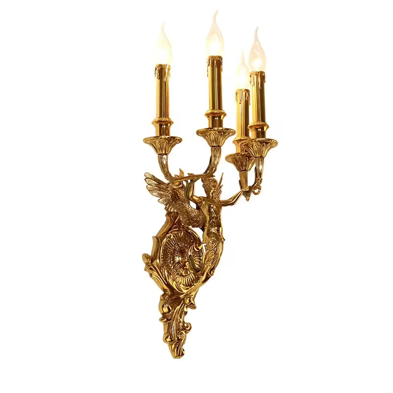 European brass wall candle sconce mermaid wall mounted operating lamp angel wall lights for home