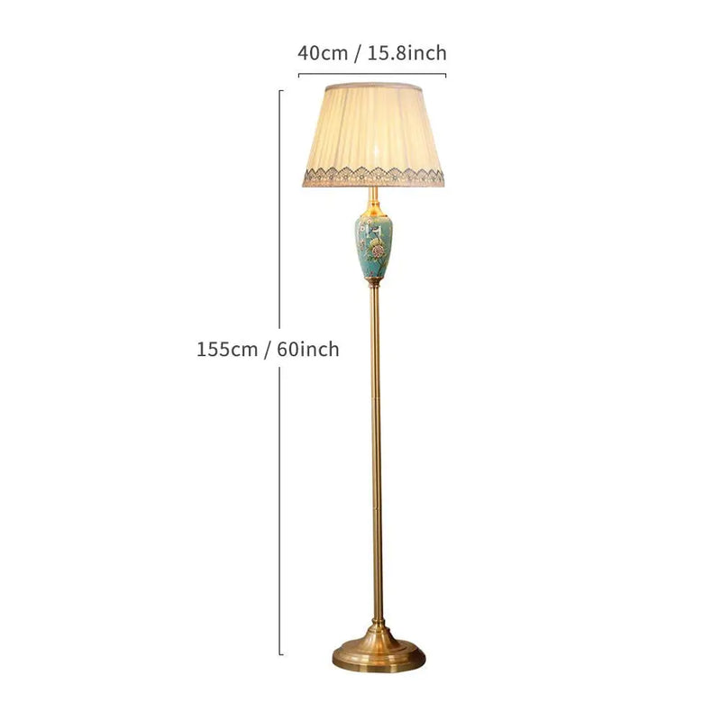 Ceramic Floor Lamp Home Decoration Sofas Stand Light European Retro Table Lamp Living Room Floor Lamp Bedroom Bedside