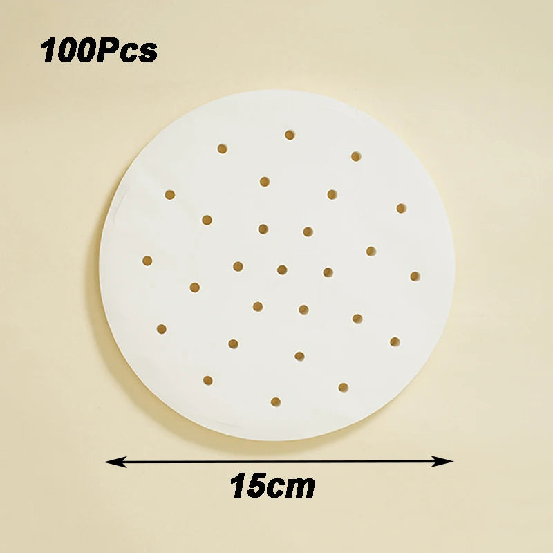 100Pcs Air Fryer Paper Disposable Steamer Bakeware Papers Oven Non-Stick Steaming Mat Oil-absorbing Paper for Fryer Accessories