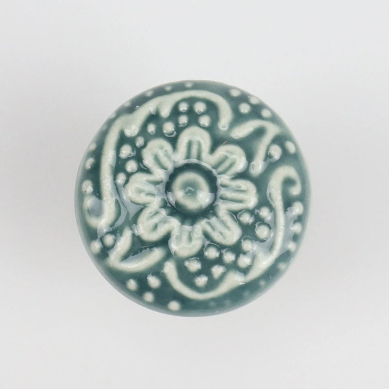 Colorful Floral Ceramic Handle Cabinet Door Solid Wood Furniture Wardrobe Handle Single-hole Drawer Hardware