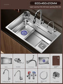 Light Luxury Silver Nano Sink for Kitchen Modern Stainless Steel Three-hole Kitchen Sinks Creative Household Sinks for Balcony