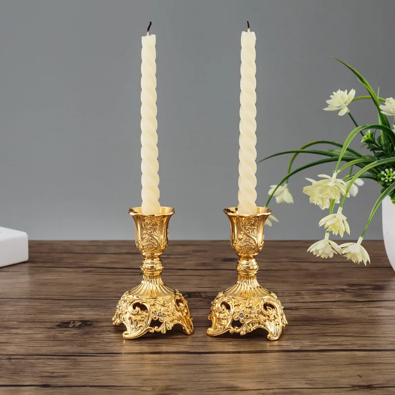 2Pcs Candle Holder Candlesticks For Candles Gold Silver Drop Shipping Europe Metal Candle Stand Wedding Table Home Decoration