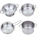 Stainless Steel Kids House Kitchen Toy Children Pretend Play Cookware Set