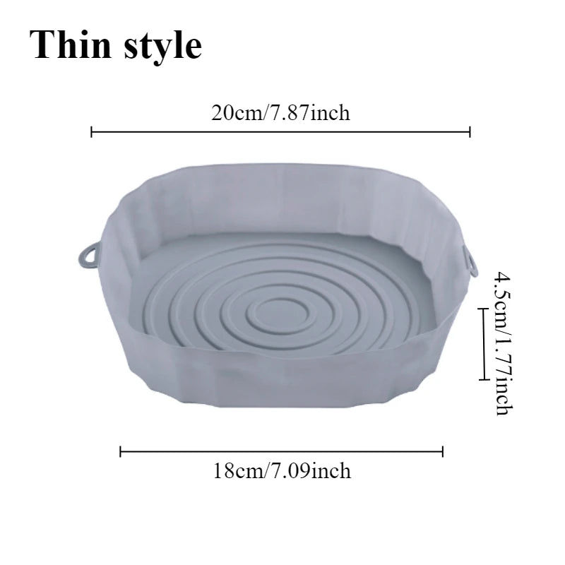 1pc Thin style Air Fryer Baking Tray Reusable Silicone Air Fryer Tray Pizza Fried Chicken BBQ Pan Mat Baking Dishes & Pans