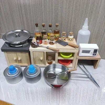 Dollhouse Mini Kitchen Furniture Toys Full Set Models for Doll House Kitchen Furniture Decorative Accessories