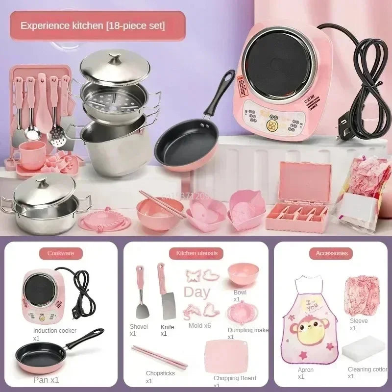 New Funny Kitchen Toys Girl  Can Cook  Mini Kitchen Items Real Cooked Family Toy Set Birthday Gift Girl Toys Kitchen Accessories