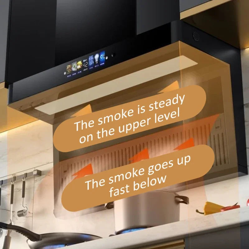 7-shaped household range hood with large suction power, kitchen top and side double suction range hood