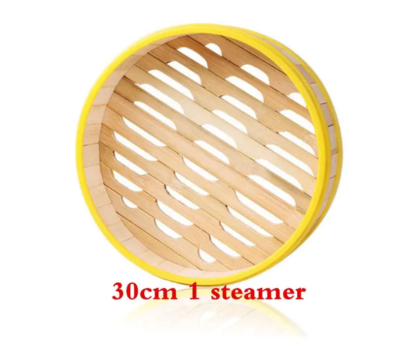 Bamboo wooden Steamer Kitchen Cookware Fish Rice Dim Sum Basket Rice Cooker With Lid food stuffed bun steamer 12” bamboo steamer