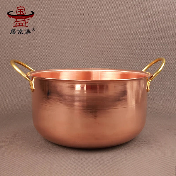 Handmade thickened pure copper soup rice stew pot saucepan big metal stewpan gas induction cooker pan