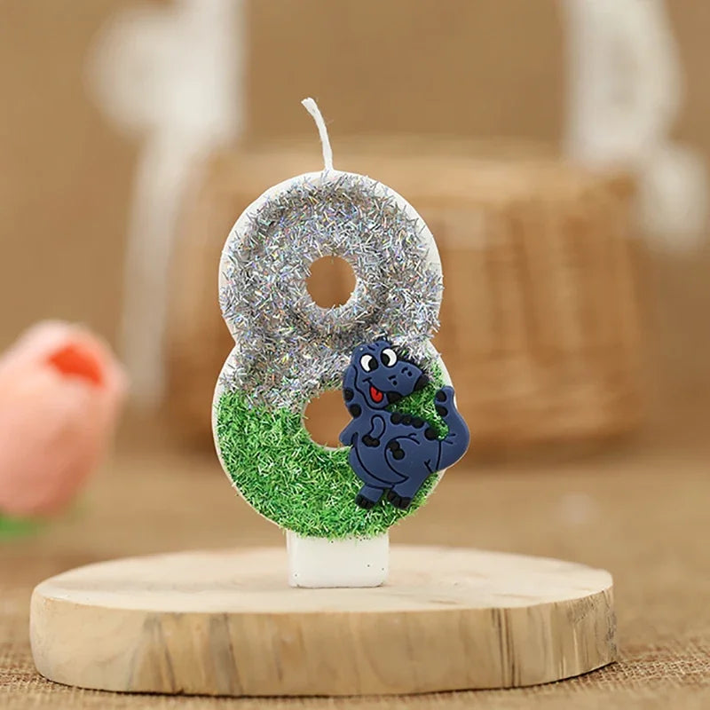 Dinosaur Birthday Candles for Cake Soywax Candle Bithday Number Candle for Boy Party Cake Topper Decorative