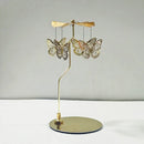 Stainless Steel Gold Round Disc Candlestick Christmas Gift Aromatherapy Running Horse Light Romantic Rotating Candle Holder