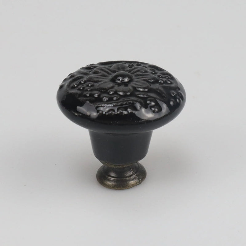 Colorful Floral Ceramic Handle Cabinet Door Solid Wood Furniture Wardrobe Handle Single-hole Drawer Hardware