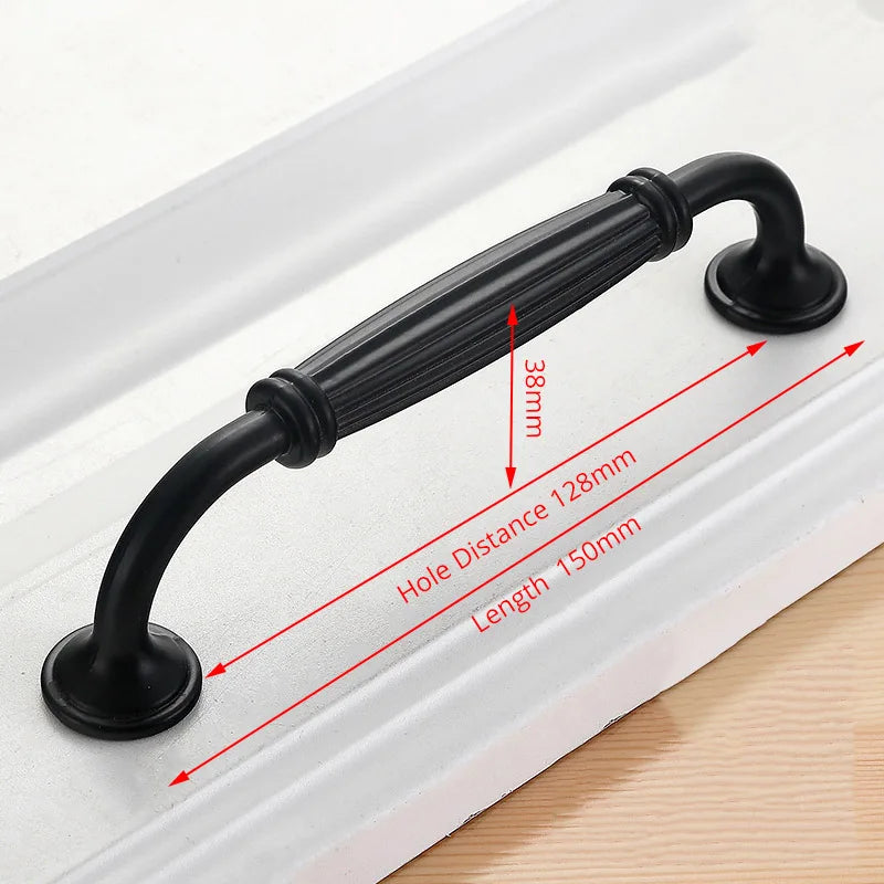 Aluminum Alloy Black Cabinet Handles American Style Solid Kitchen Cupboard Pulls Drawer Knobs Furniture Handle Hardware