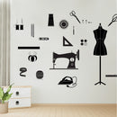 Creative sewing tools sticker for living room tailor's shop decoration self adhesive wall art decal