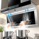 Range Hood For Kitchen Stainless Steel High Suction Automatic Washing Kitchen Touch Control Kitchen Extractor Hood Ventilator