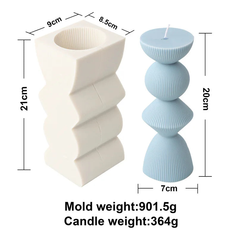Upgraded Knot Cylindrical Candle Silicone Mold Bow Knot Stripe Cylindrical Candle Mold Vase Shape Candle Acrylic Plastic mold