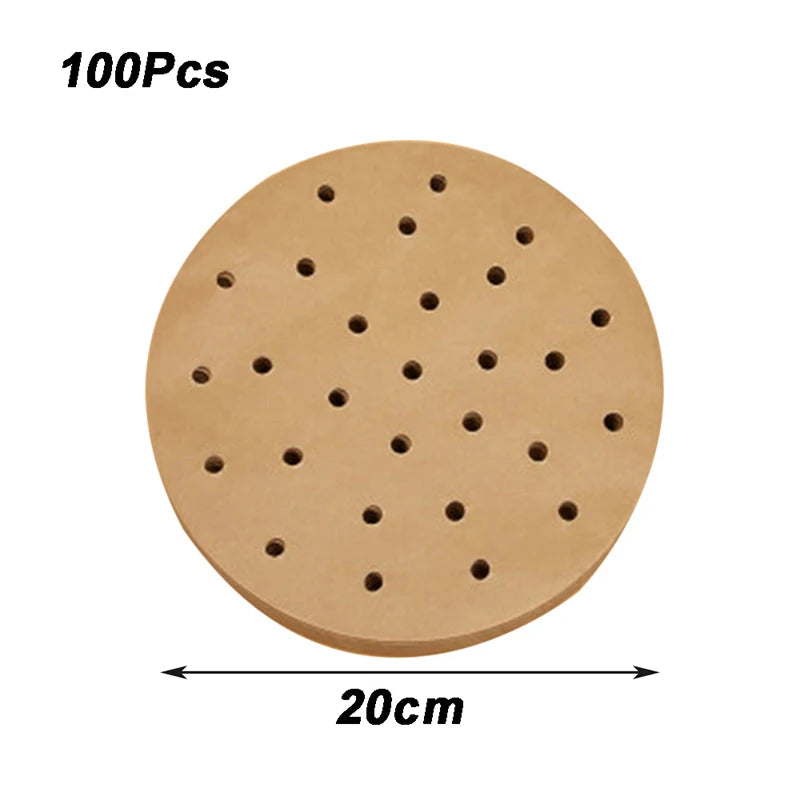 100Pcs Air Fryer Paper Disposable Steamer Bakeware Papers Oven Non-Stick Steaming Mat Oil-absorbing Paper for Fryer Accessories