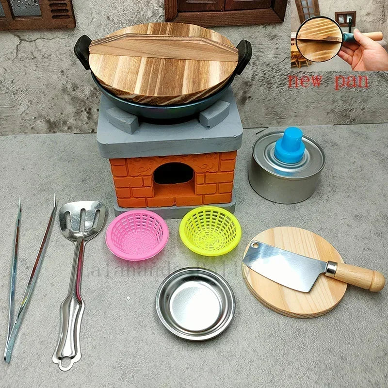 Dollhouse Mini Kitchen Furniture Toys Full Set Models for Doll House Kitchen Furniture Decorative Accessories