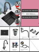 Household Black Sink for Kitchen Italian Metal Dry Handmade Kitchen Sinks Simple Small Light Luxury Kitchen Sinks for Bar
