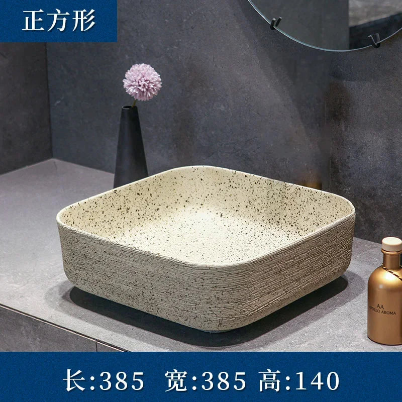 Modern Countertop Basin Vintage Bathroom Sinks Simple Ceramic Oval Washbasins Luxury Square Bathroom Washbasins Kitchen Sink GL
