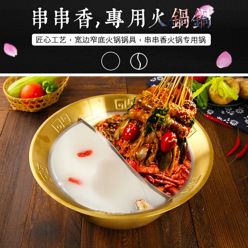 Stainless steel mandarin duck hot pot basin thickened deepened string stewpan induction cooker soup chafing dish 28-30cm