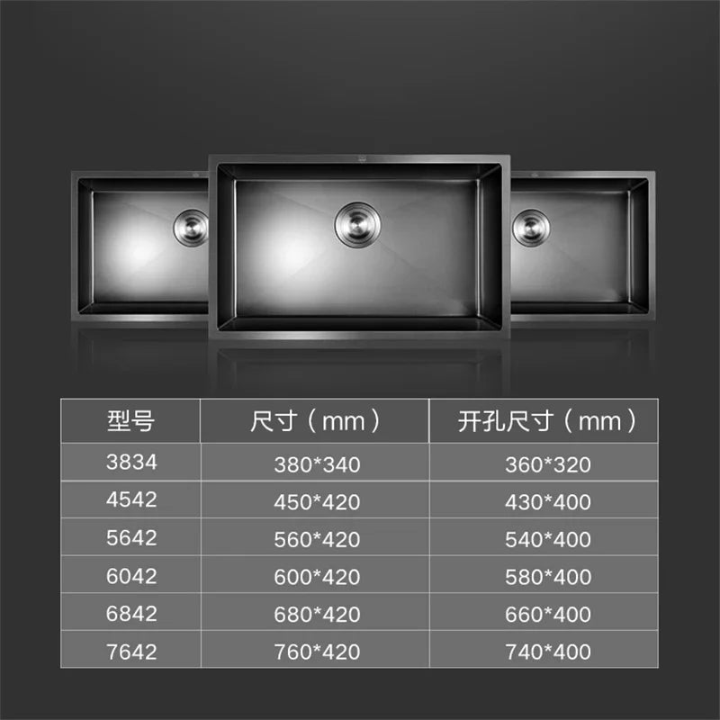 Kitchen Sinks Single Slot Black Kitchen Nano Sink 304 Stainless Steel Sink Under Counter Basin Home Kitchen s Accessories