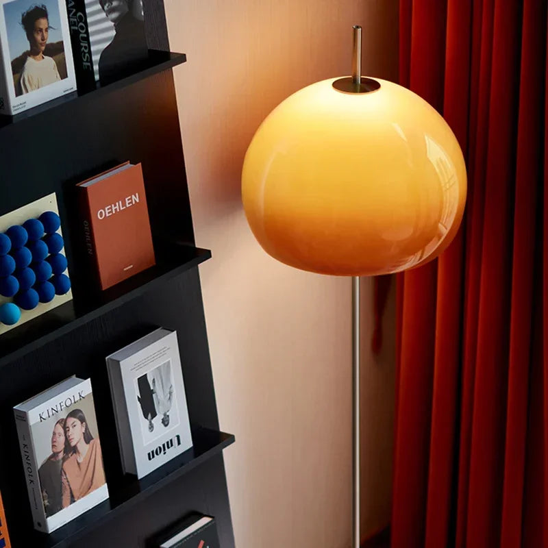 Bauhaus Living Room Retro Glass Table Lamp Gradient Orange Mushroom Floor Lamp Living Room Bedroom Atmosphere LED Lamp