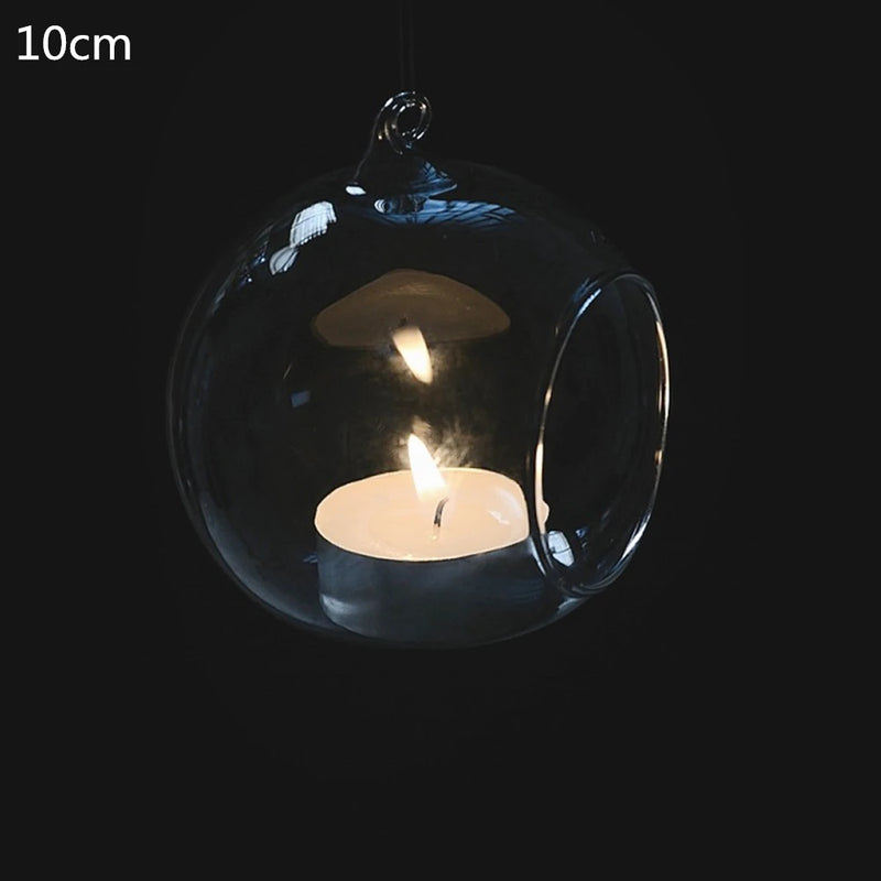 1Pcs Fashion Candle Holder Hanging Clear Globe Glass Terrarium Air Plant Decor for Your Family Dinner, Wedding, Party, etc